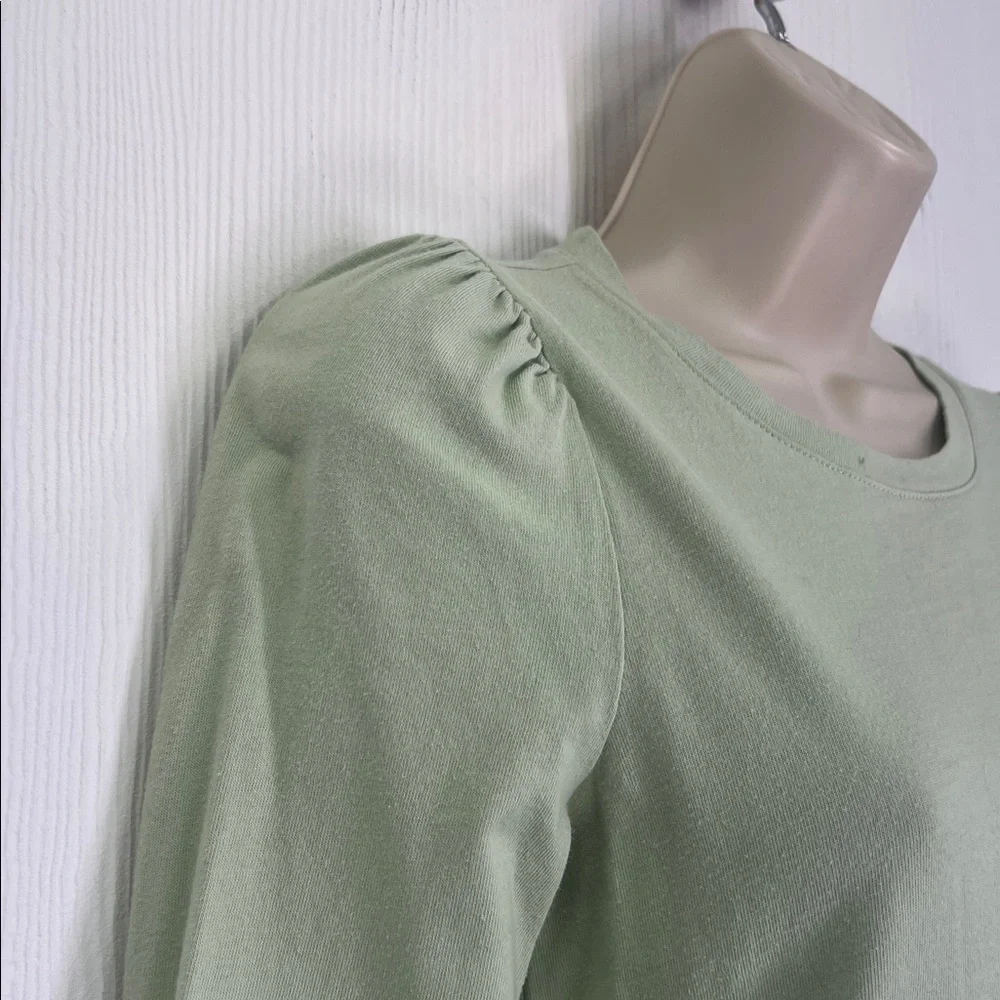 Madewell - Easy Puff Light Green Crewneck Long Sleeve Lightweight Blouse SZ XS